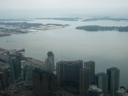 Harbour Square Park, Tommy Thompson Park and Lake Ontario, from the 360 Revolving Restaurant in the CN Tower