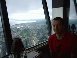 Wilco and a view on Fort York and the Ricoh Coliseum, from the 360 Revolving Restaurant in the CN Tower