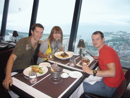 Tim, Miaomiao and Wilco having lunch in the 360 Revolving Restaurant in the CN Tower