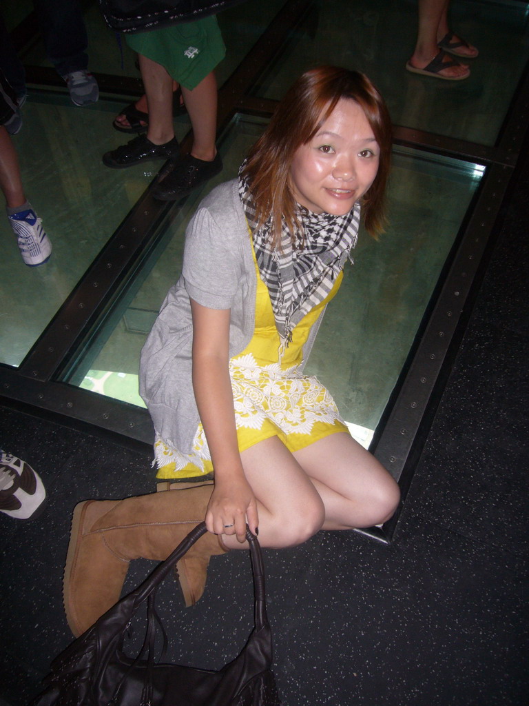 Miaomiao at the Glass Floor in the CN Tower