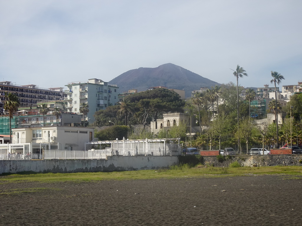 The town center and Mount Veuvius, viewed from the RenaNera Beach