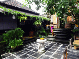 Gate and pavilion at the Pura Desa Ubud temple, viewed from the Jalan Raya Ubud street