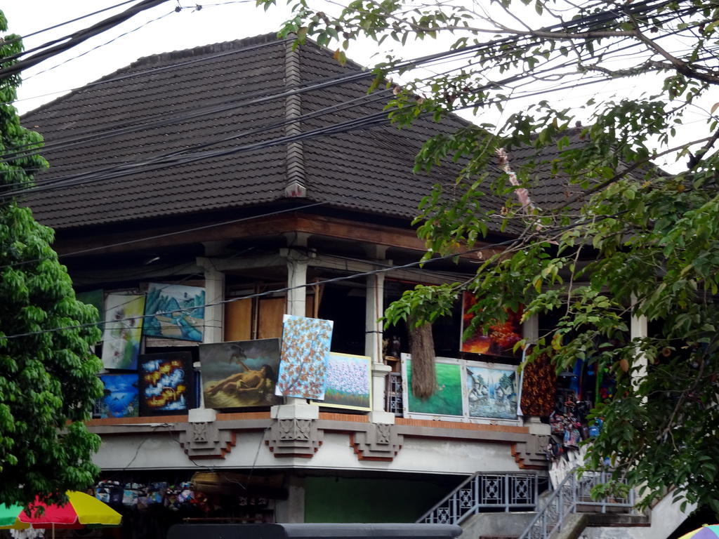 Paintings at the upper part of a building at the Ubud Traditional Art Market