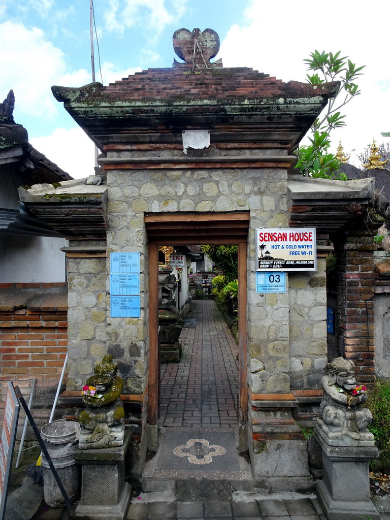 Entrance gate to the Sensan House hotel at the Jalan Arjuna street