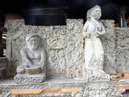 Relief and statues at the Pura Taman Saraswati temple