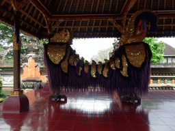 Decorations at a pavilion at the Pura Taman Saraswati temple