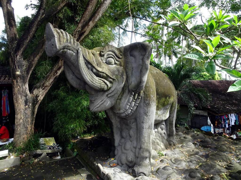 Elephant statue at the entrance to the Goa Gajah temple
