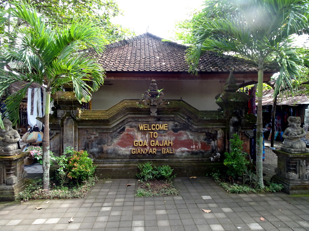 Welcome sign at the entrance to the Goa Gajah temple