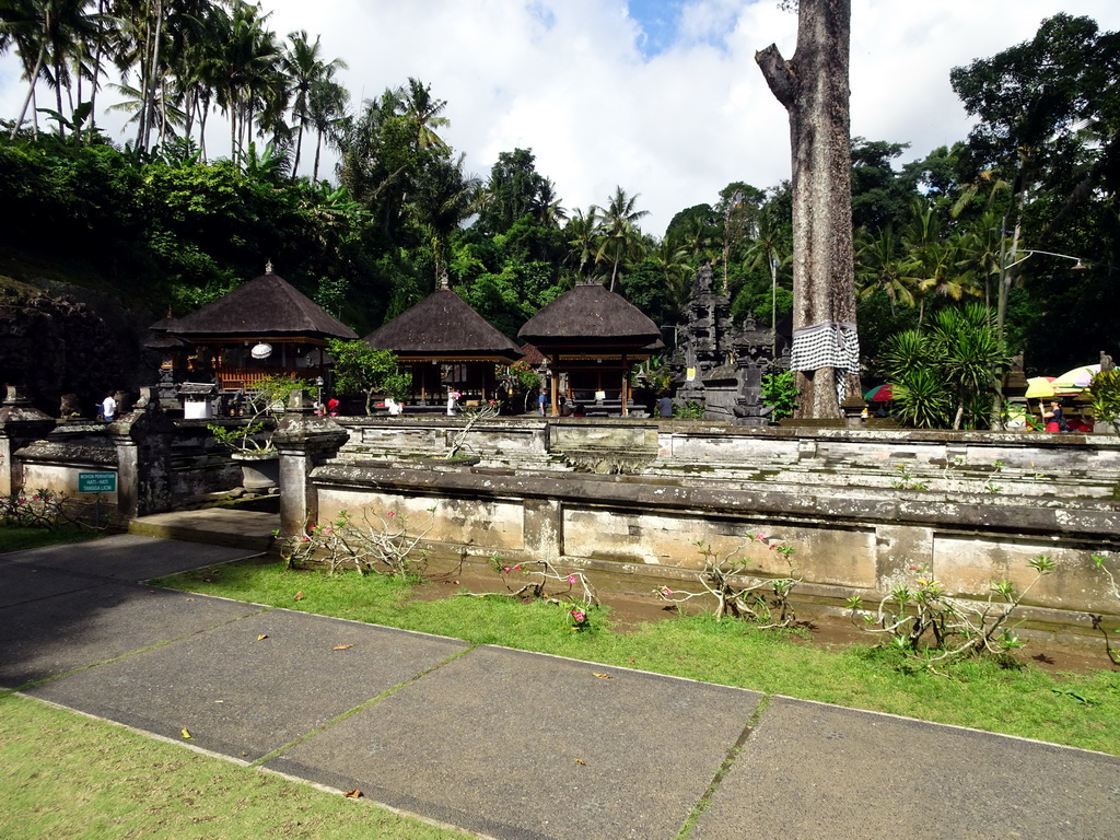 Large tree, the bathing place and the Pura Taman temple at the Goa Gajah temple