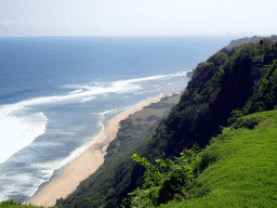 Cliffs, beach and parasailers, viewed from the Tirtha Wedding Chapel