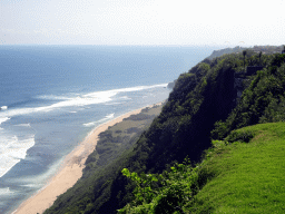Cliffs, beach and parasailers, viewed from the Tirtha Wedding Chapel