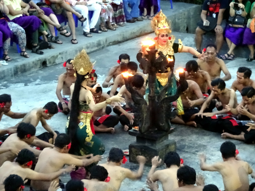 Rama and Sita during Act 1 of the Kecak and Fire Dance at the Amphitheatre of the Pura Luhur Uluwatu temple