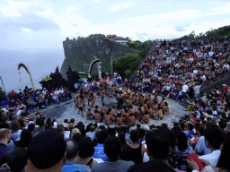 The Amphitheatre of the Pura Luhur Uluwatu temple, with Laksamana during Act 1 of the Kecak and Fire Dance, at sunset