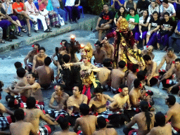 Sita and Rahwana during Act 2 of the Kecak and Fire Dance at the Amphitheatre of the Pura Luhur Uluwatu temple, at sunset
