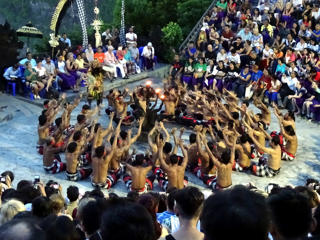 Rahwana during Act 2 of the Kecak and Fire Dance at the Amphitheatre of the Pura Luhur Uluwatu temple, at sunset