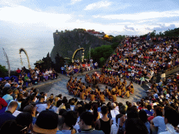 The Amphitheatre of the Pura Luhur Uluwatu temple, during Act 2 of the Kecak and Fire Dance, at sunset