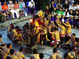 Rahwana during Act 2 of the Kecak and Fire Dance at the Amphitheatre of the Pura Luhur Uluwatu temple, at sunset