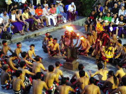 Rahwana during Act 2 of the Kecak and Fire Dance at the Amphitheatre of the Pura Luhur Uluwatu temple, at sunset