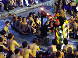 Twalen during Act 3 of the Kecak and Fire Dance at the Amphitheatre of the Pura Luhur Uluwatu temple, at sunset