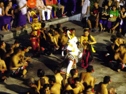 Haruman, Sita and Trijata during Act 4 of the Kecak and Fire Dance at the Amphitheatre of the Pura Luhur Uluwatu temple, by night