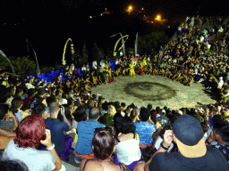 The Amphitheatre of the Pura Luhur Uluwatu temple, during the end of the Kecak and Fire Dance, by night