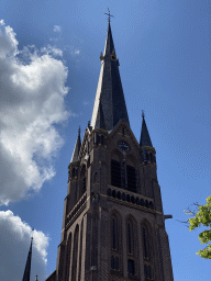 Tower of the Sint-Laurentiuskerk church, viewed from the Dorpsstraat street