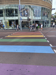Rainbow Crossing with Nijntje traffic light at the Lange Viestraat street