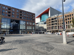 The Vredenburgplein square with the east side of the Hoog Catharijne shopping mall and the TivoliVredenburg concert hall