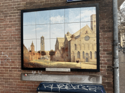 Copy of the painting `Mariaplaats en Mariakerk te Utrecht` by Pieter Jansz. Saenredam at the Mariaplaats square