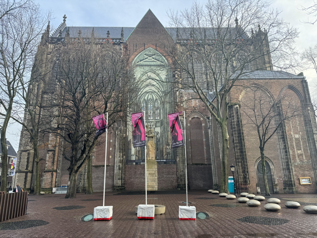 West side of the Domkerk church and the Resistance Monument at the Domplein square