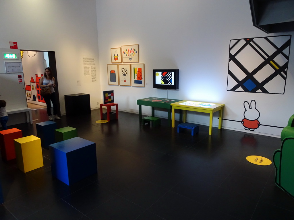 Drawings from Dick Bruna, puzzles and stools at the Museum Room at the ground floor of the Nijntje Museum