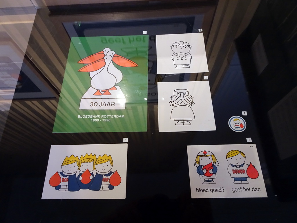 Drawings by Dick Bruna about the doctor at the Hospital Room at the ground floor of the Nijntje Museum