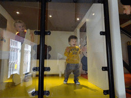 Max in the bathroom of Nijntje`s House at the ground floor of the Nijntje Museum