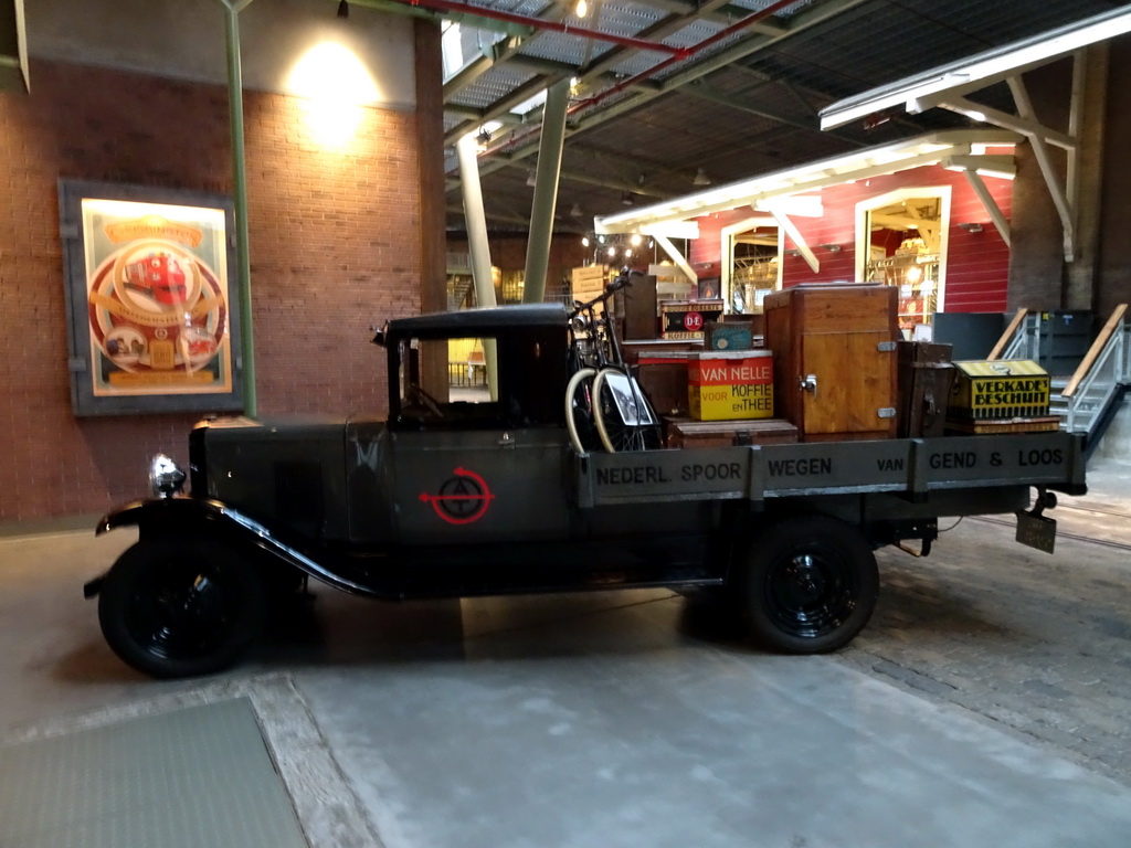 Old automobile at the entrance hall of the Spoorwegmuseum