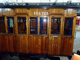 Old train at the `Treinen door de Tijd` exhibition at the Werkplaats hall of the Spoorwegmuseum