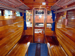 Interior of an old train at the `Treinen door de Tijd` exhibition at the Werkplaats hall of the Spoorwegmuseum
