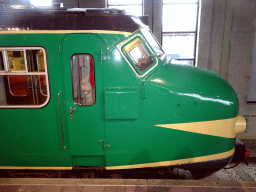 Old train at the `Treinen door de Tijd` exhibition at the Werkplaats hall of the Spoorwegmuseum