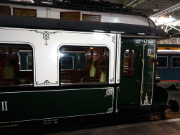 Old train at the `Treinen door de Tijd` exhibition at the Werkplaats hall of the Spoorwegmuseum