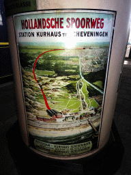 Poster on the railway to the Scheveningen Kurhaus station, at the `Treinen door de Tijd` exhibition at the Werkplaats hall of the Spoorwegmuseum