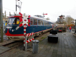 Old train and tower at the exterior Werkterrein area of the Spoorwegmuseum