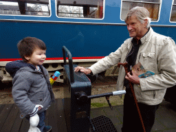 Max and his grandfather at the exterior Werkterrein area of the Spoorwegmuseum