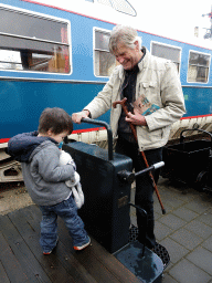 Max and his grandfather at the exterior Werkterrein area of the Spoorwegmuseum