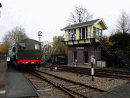 Old train and control house at the exterior Werkterrein area of the Spoorwegmuseum
