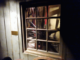 Window of the workplace at the Nieuwhoop carriage factory at the Grote Ontdekking attraction at the Spoorwegmuseum