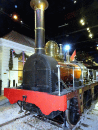 The steam locomotive `De Arend` at the Grote Ontdekking attraction at the Spoorwegmuseum