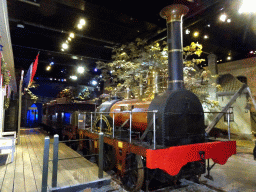 The steam locomotive `De Arend` at the Grote Ontdekking attraction at the Spoorwegmuseum