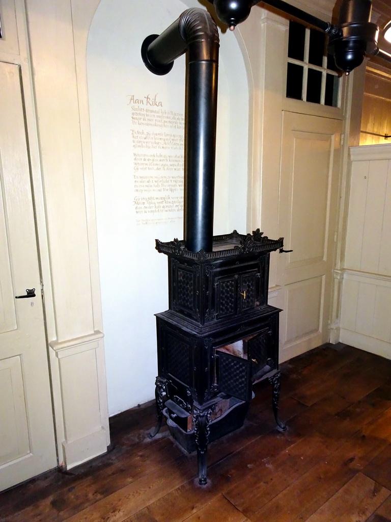 Old stove in the railway station at the Grote Ontdekking attraction at the Spoorwegmuseum