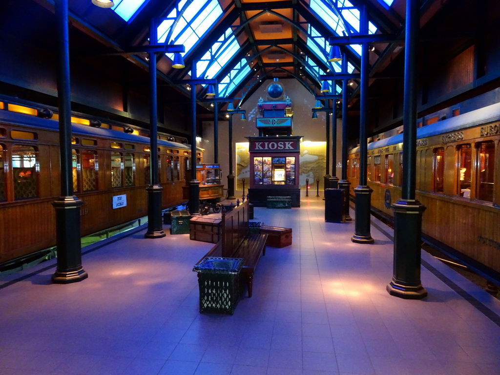 Railway platform at the Droomreizen attraction at the Spoorwegmuseum