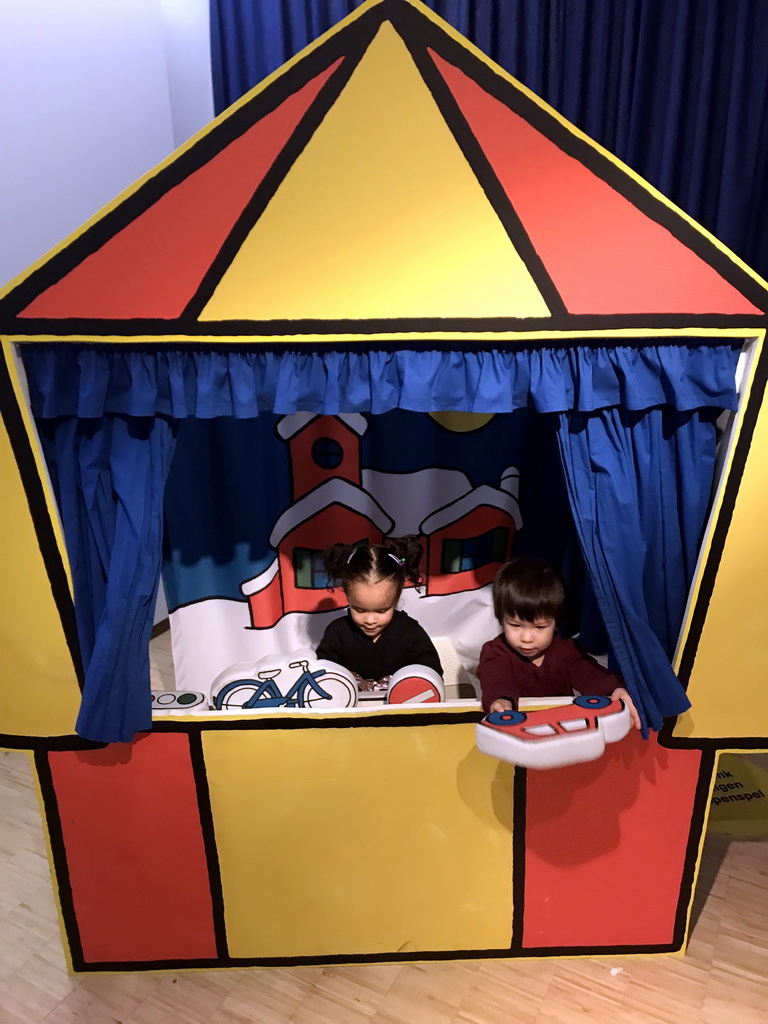 Max at the puppet theatre at the Traffic Room at the upper floor of the Nijntje Winter Museum