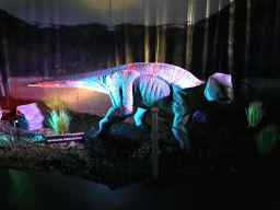 Maiasaura statue at the World of Dinos exhibition at the Jaarbeurs building, with explanation